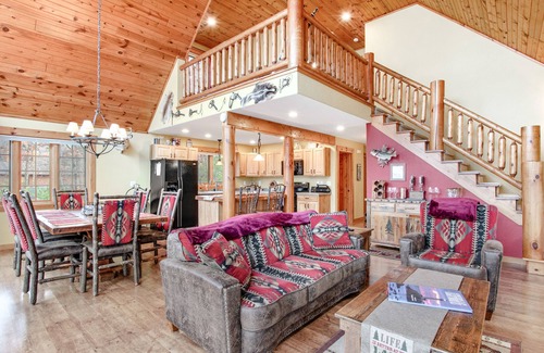 Necedah Casa | Rustic lakefront home with shared dock & boat slip, game room & stunning gazeebo