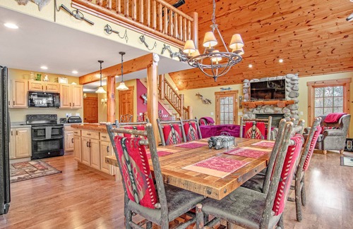 Necedah Casa | Rustic lakefront home with shared dock & boat slip, game room & stunning gazeebo