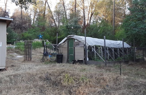 Redding Cabina | Secluded furnished cabin in woods next to seasonal creek in Shasta lake city.