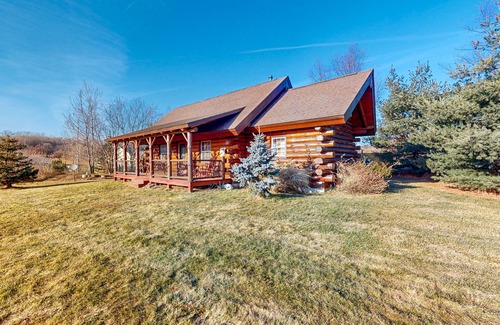 Lyndon Station Casa | Secluded log cabin near Wisconsin Dells with wood stove & grill - dog-friendly
