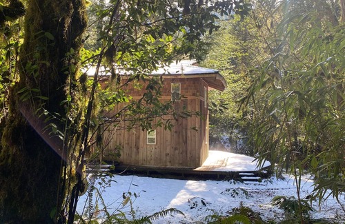 Coos Bay Casa | Serene Creekfront Lodge style home hidden away in Elliot National Forest