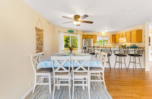 Keaau Casa | Serene home near beaches with a covered lanai, beach gear, W/D, and partial AC
