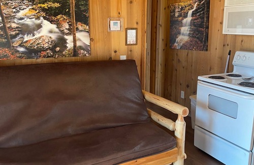 Branson Cabaña | Serenity Falls Cabin includes 2 bedrooms (1 with a queen size bed and 1 with a full size bed), 1 fut