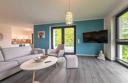 Krakow am See Apartamento | Shanti-Suite mit Dachterrasse, Kamin & Sauna am Krakower See
