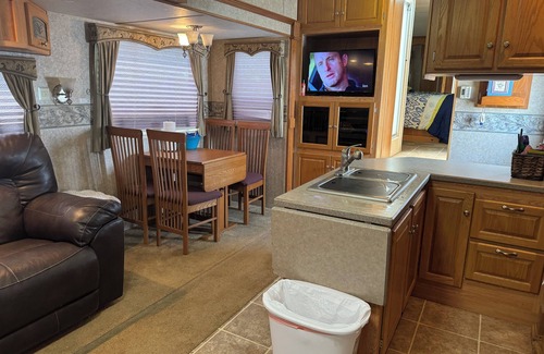 Holly Beach Casa | Short walk to the beach! This camper & cabin offer a perfect getaway!