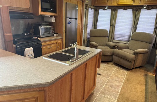 Holly Beach Casa | Short walk to the beach! This camper & cabin offer a perfect getaway!