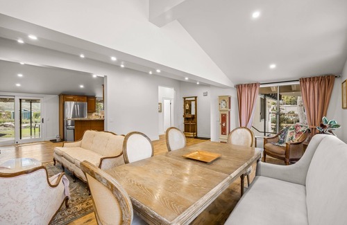 Fillmore Casa | Single-level home surrounded by lush gardens with a washer/dryer, AC, & wet bar