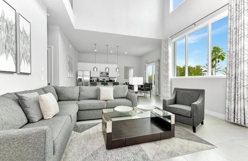 Reunion Hotel | Spacious Modern Condo with Pool Table, Rooftop Terrace and Large Loft. Reunion Resort Water Park Access near Disney at Spectrum Resort Orlando by Rentyl - B27 #214