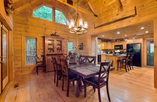Cullowhee Casa | Spacious cabin near lake & boat ramp with firepit, foosball, bar, decks & WiFi