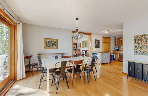 Lucerne-in-Maine Casa | Spacious Lakefront Home with a Sandy Beach, Kayaks, and Stunning Panoramic Views
