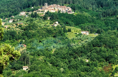San Quirico Casa | Amplia villa con hermosa vista a una piscina privada en un gran jardín.