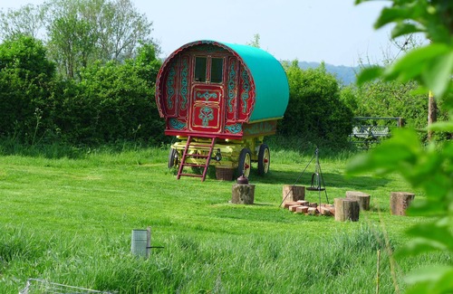 Somerton Cabina | Alójate en una tradicional caravana gitana cerca de Glastonbury en un huerto privado