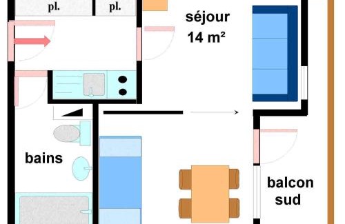 Val Cenis Apartamento | Studio 3 pers. au pied des pistes avec balcon exposé sud, draps fournis, proche commerces - FR-1-508-76