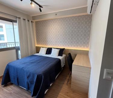 Santo Amaro Apartamento | Studio novo e equipado próximo ao metrô e Consulado Americano