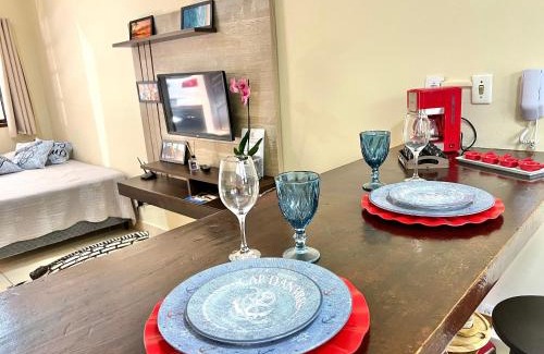Centro Casa | Studio pé na areia com área de churrasco privativa