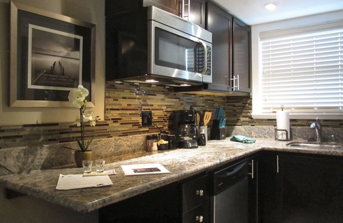 Lakeside Park Cabina | Studio with larger kitchenette, fireplace, and nearby attractions