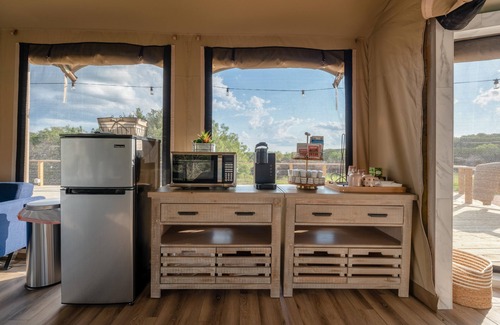 Marble Falls Cabina | Stunning Mountain View Patio Tent Yurt Glamping Loving Heart Retreats Glamorous