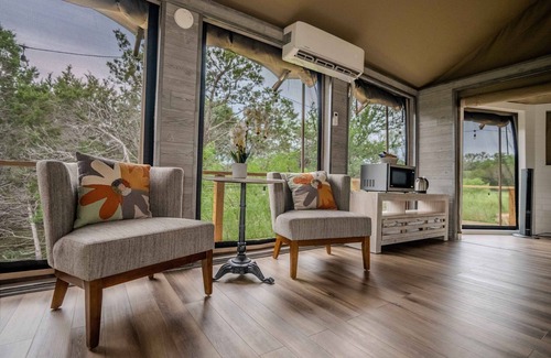 Marble Falls Cabina | Stunning Mountain View Safari Tent Glamping near AUSTIN / SAN ANTONIO