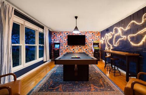 Indianapolis Casa | Stylish Oasis with Heated Saltwater Pool, Games, Fire Pits, Sleeps 12