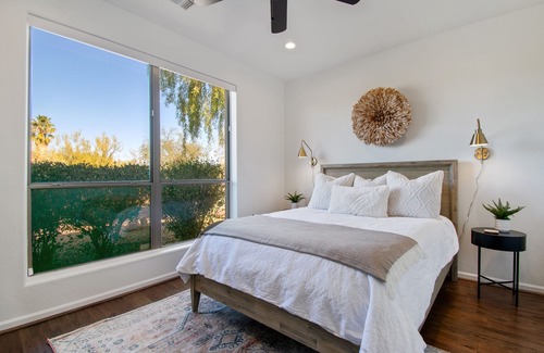Desert View Village Casa | Stylish Southwest Retreat: Quiet Neighborhood, Heated Pool, Foosball, Privacy