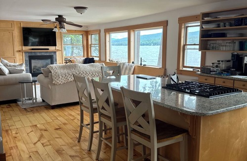 Bristol Casa | Superb waterfront house on Newfound Lake private beach, boathouse & deck