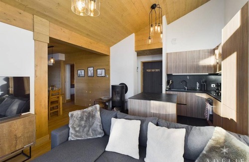 La Rosiere Apartamento | Superbe Apt 5P au Centre, 200m des Pistes, 3 SDB, Mezzanine, Balcon Sud, Parking, WiFi - FR-1-398-656