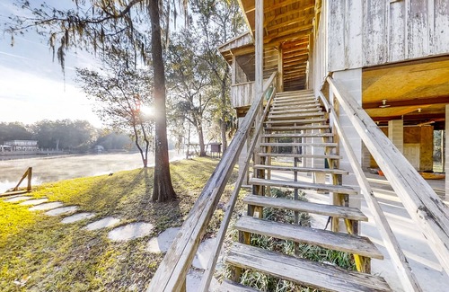 Old Town Casa | Suwannee River Home with Kayaks, Boat Dock & Launch, Riverfront Deck, Dogs OK