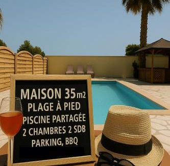 La Nartelle Casa | T3 35m2 plage de la Nartelle, piscine partagée, BBQ, parking, Wifi, 2 chambres 2 salles de bain, résidence le Rêve D'Azur