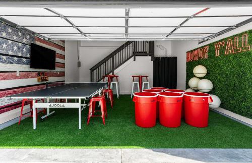 Katie Hill Neighborhood Casa | The Americana Abode Rooftop Hot Tub Game Room