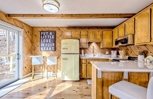 Blairsville Cabina | The Retro | Forest cabin in Blairsville with fireplace, deck & great location