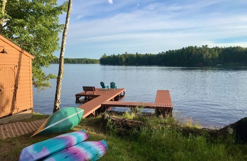 Three Lakes Casa | Three Lakes Chain! Lakefront Cabin with Private Dock/Gameroom/Firepit/Kayak/SUP