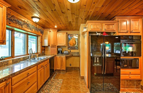 Branch Casa | Tranquil Lakefront Log Home with Fireplace, Private Dock and Hot Tub!