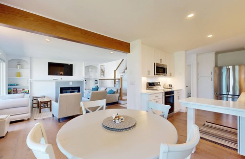 Gilford Casa | Tranquil lakeside retreat with beach access, pool, firepit, & lovely patio views