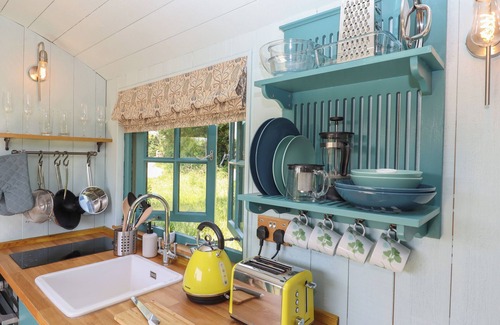 Hittisleigh Cabaña | TWO MOORS SHEPHERDS HUT, pet friendly, with hot tub in Hittisleigh
