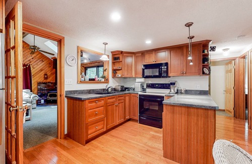 Bridgton Cabaña | Two-story dog-friendly cabin with a wood stove, pool, tennis, beach, W/D