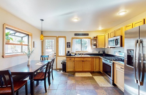 Mountainaire Casa | Two-story home with sunroom, large yard, fire pit, & BBQ grill
