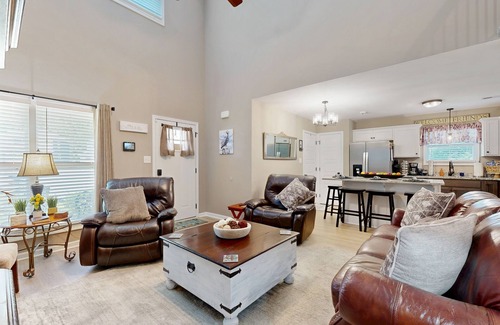 Clarksville Casa | Two-story home with private yard, patio, firepit, grill, & W/D