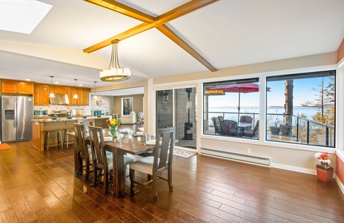 Camano Island Casa | Updated sound front home with water & mtn views, fireplace, firepit, balcony