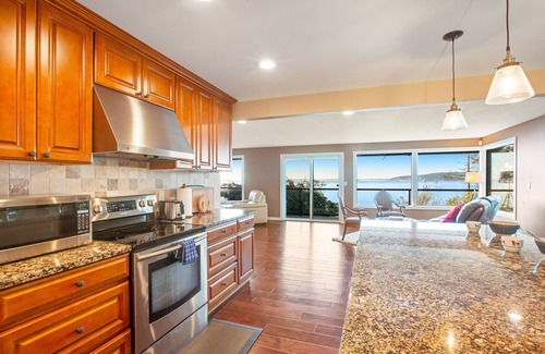 Camano Island Casa | Updated sound front home with water & mtn views, fireplace, firepit, balcony