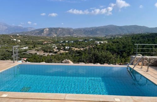 Vathi Casa | Villa Hibiscus, piscine privée avec une vue splendide