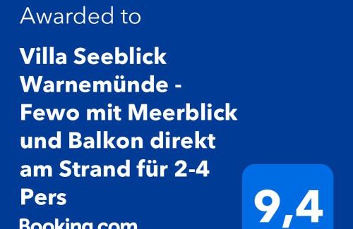 Warnemuende Apartamento | Villa Seeblick Warnemünde - Fewo mit Meerblick und Balkon direkt am Strand für 2-4 Pers