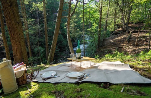 Bushkill Casa | Waterfall Views! Hot Tub, Game Room, Dog Friendly