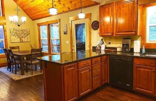 Bryson City Casa | Waterfront Home, Hot Tub, Gas Fireplace, Fire Pit, WiFi, Family & Dog-Friendly