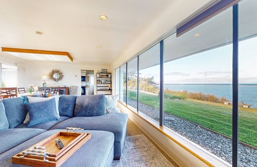 Mains Farm Casa | Waterfront home with bay and mountain views, beach access, fireplace