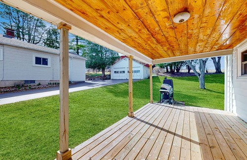 Auburn Casa | Waterfront home with stunning Owasco Lake view, dock, firepit & covered porch