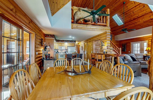 Necedah Casa | Waterfront Log Cabin Retreat with Private Boat Dock, Gas Grill, Fire pit & WIFI