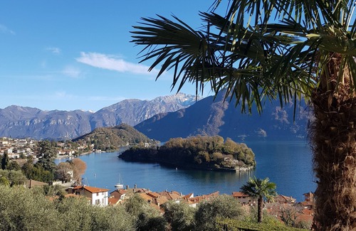 Sala Comacina Apartamento | Maravillosa vista de la isla del lago de Como