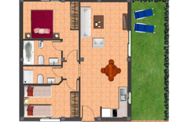Apartamento 2 dormitorios con jardín bloque 2 (Apartamento 1)