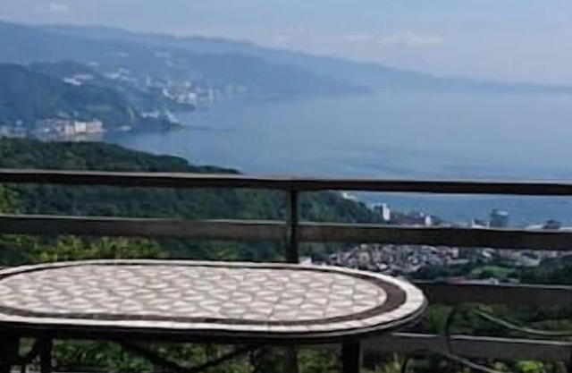 A spectacular view! Relax on the sea-view terrace / Scandinavian log house with hot spring & fireplace