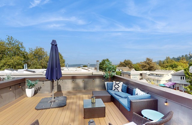 Amazing rooftop deck views of the sound, gas grill, and W/D
